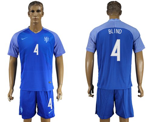 Holland #4 Blind Away Soccer Country Jersey - Click Image to Close
